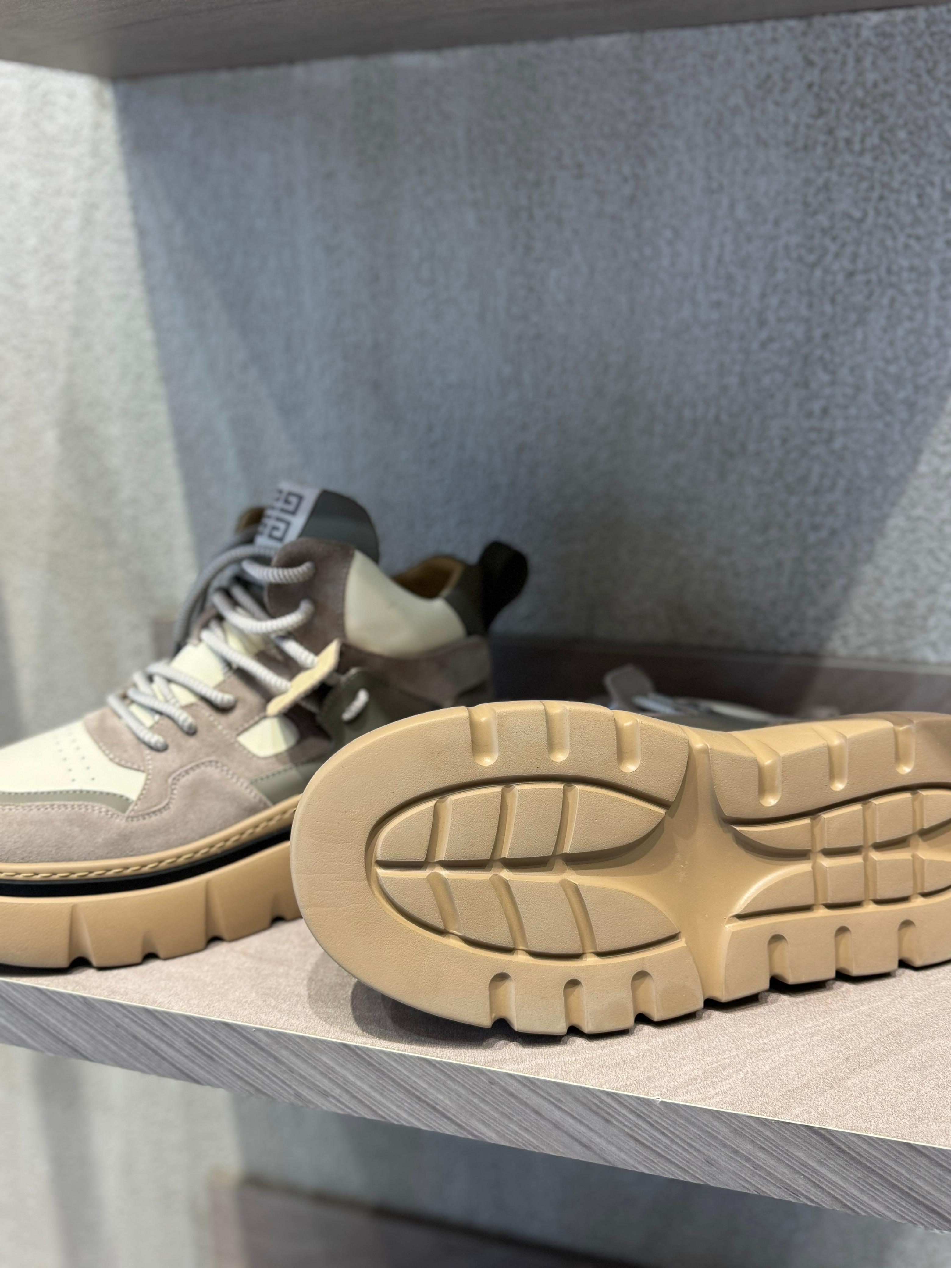 Givenchy - Grey & Beige Suede and Leather High-Top Sneakers with Chunky Sole