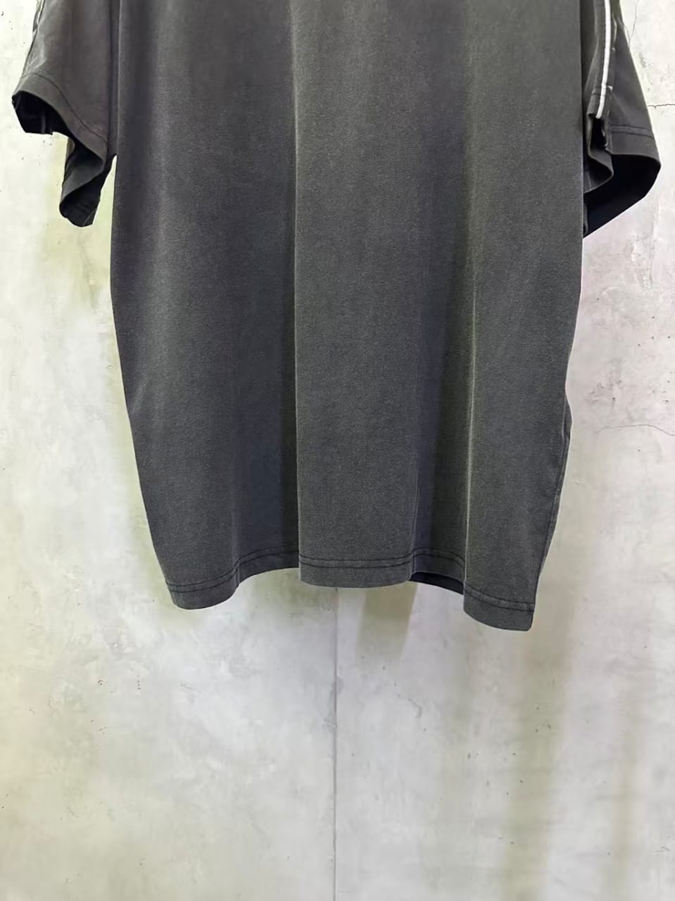Balenciaga Stripe Logo T-Shirt – Faded Black Vintage Jersey