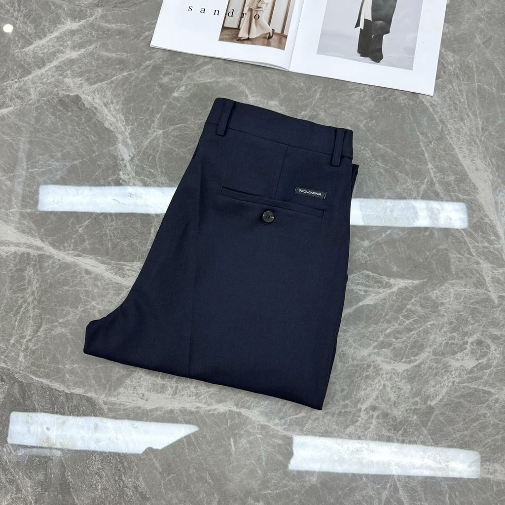 Dolce & Gabbana - Navy Tailored Suit with Gold Embroidered Crest