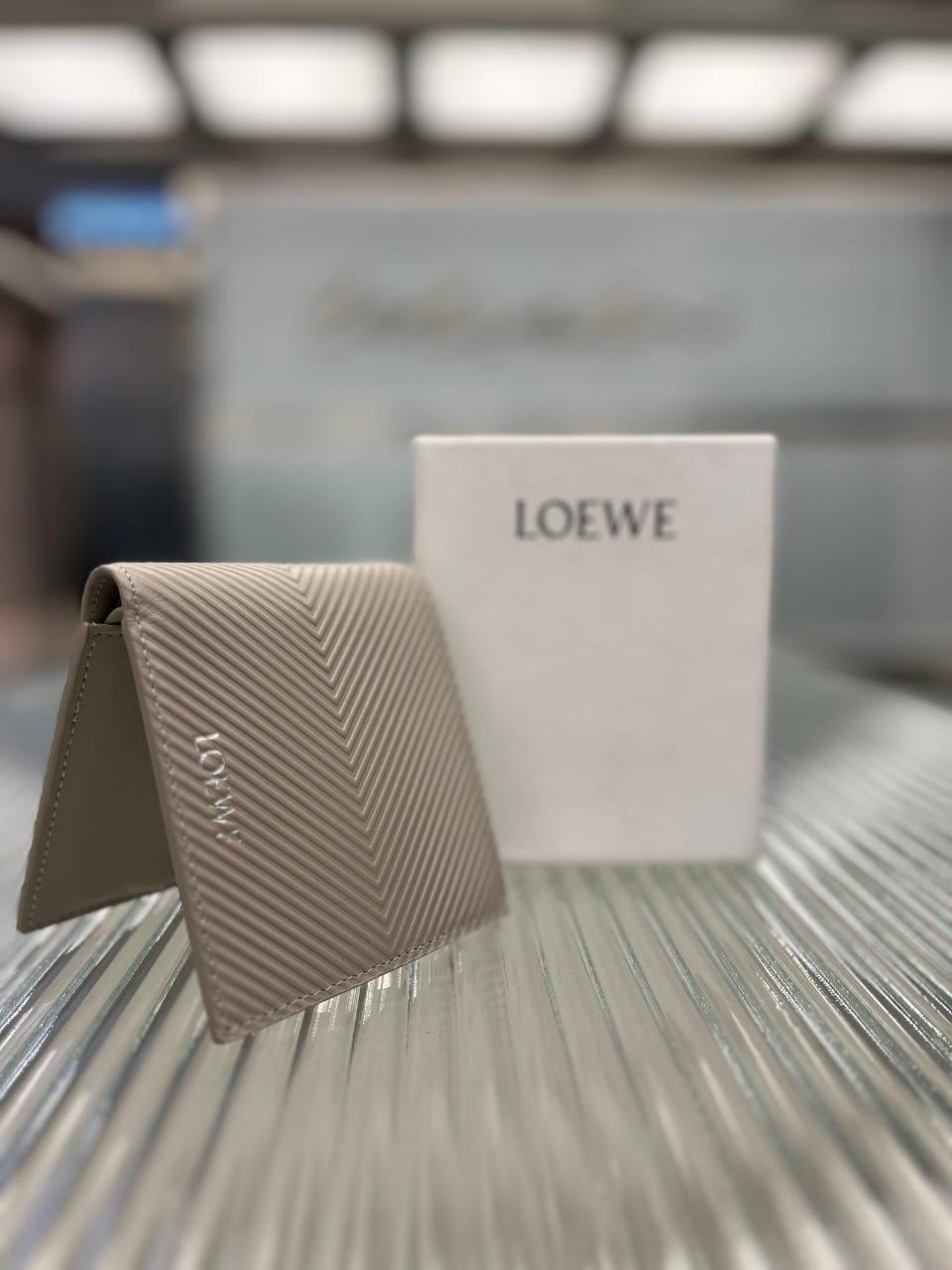 Loewe - Men's Taupe Textured Leather Bi-Fold Wallet