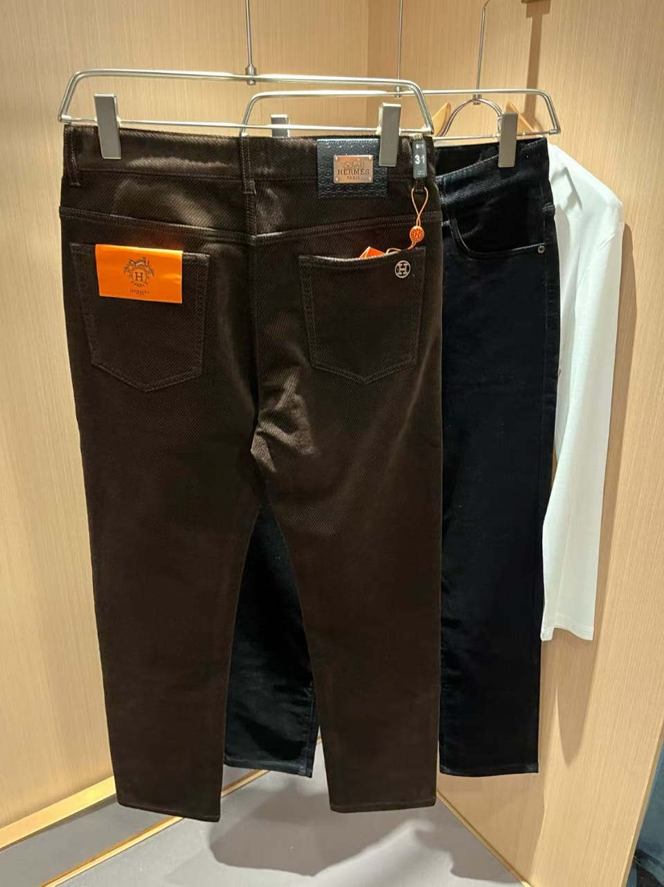 Hermès - Dark Brown Coated Denim Jeans