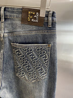 Fendi - Embroidered Pocket Slim Jeans - Medium Wash Blue