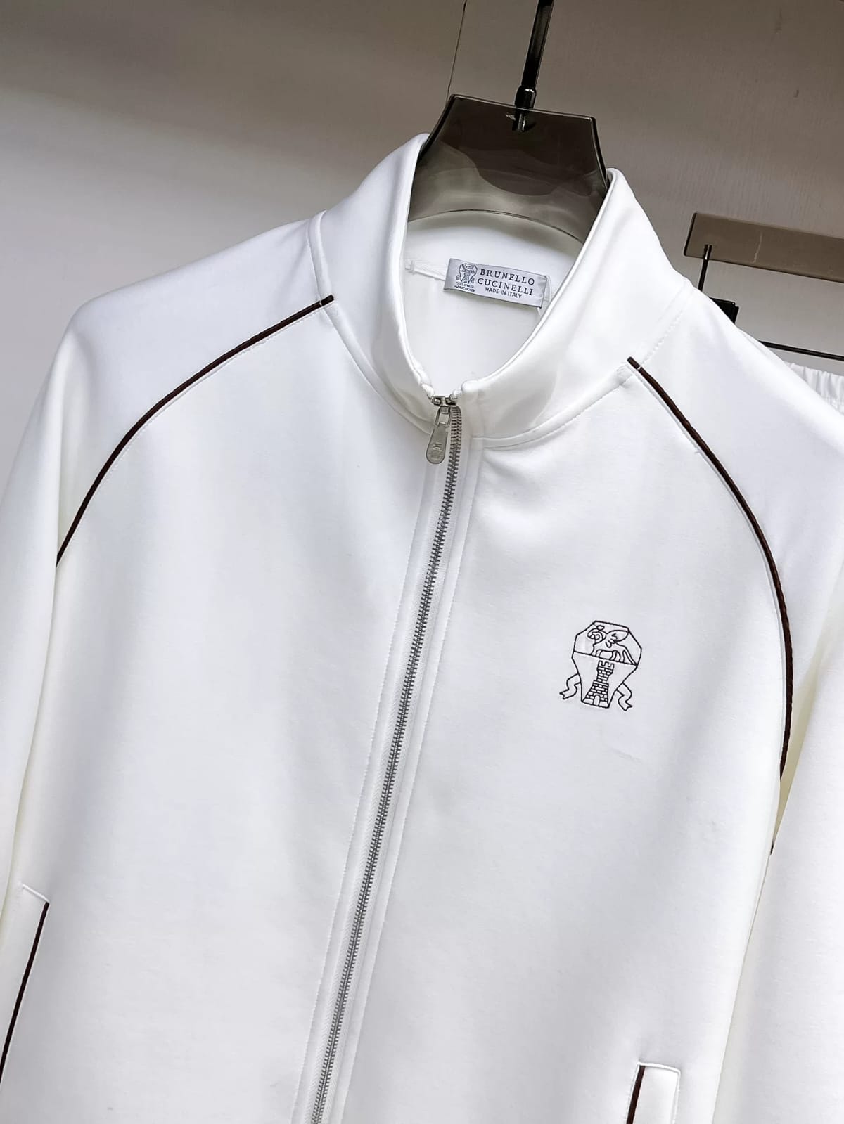 Brunello Cucinelli - Contrast-Piping Cotton-Jersey Tracksuit | Optic White