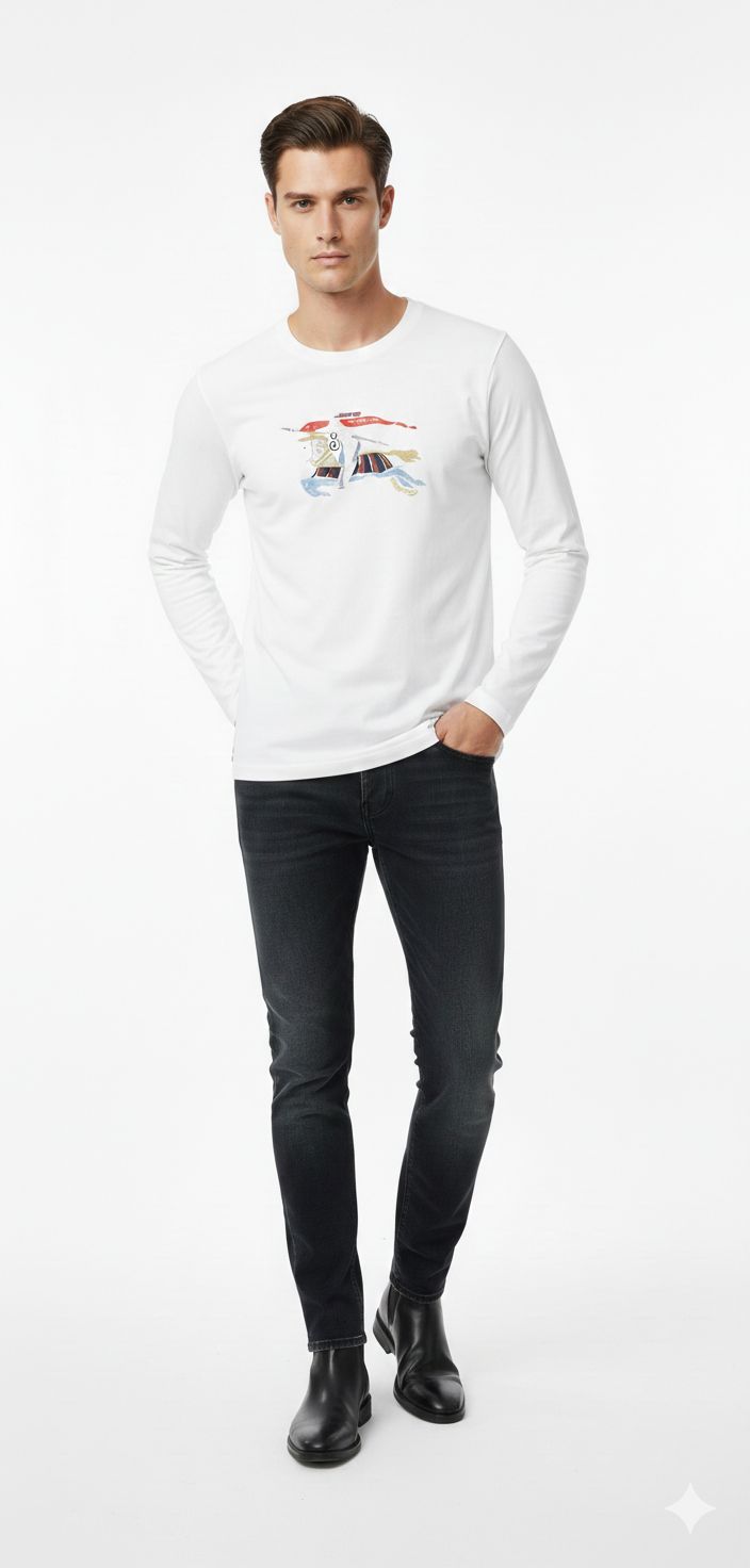 Burberry - White Knight Long Sleeve T-Shirt
