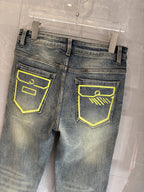Fendi - Slim-Fit Vintage Wash Jeans with Neon Graphic Pockets