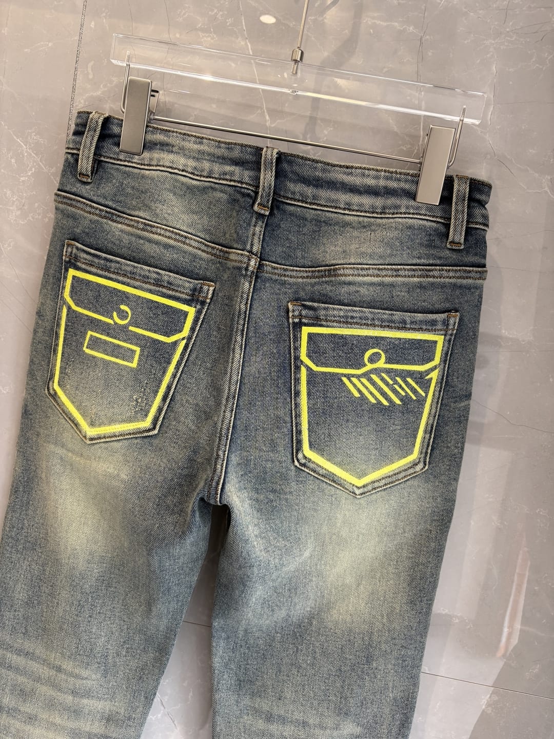 Fendi - Slim-Fit Vintage Wash Jeans with Neon Graphic Pockets