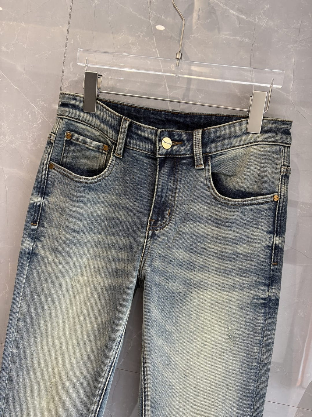 Fendi - Slim-Fit Vintage Wash Jeans with Neon Graphic Pockets