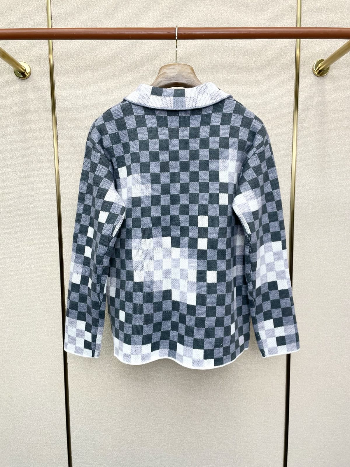 Louis Vuitton Distressed Damier Knit Cardigan