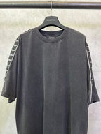 Balenciaga Stripe Logo T-Shirt – Faded Black Vintage Jersey