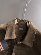 ZEGNA Men's Brown Fine-Wale Cotton Corduroy Overshirt