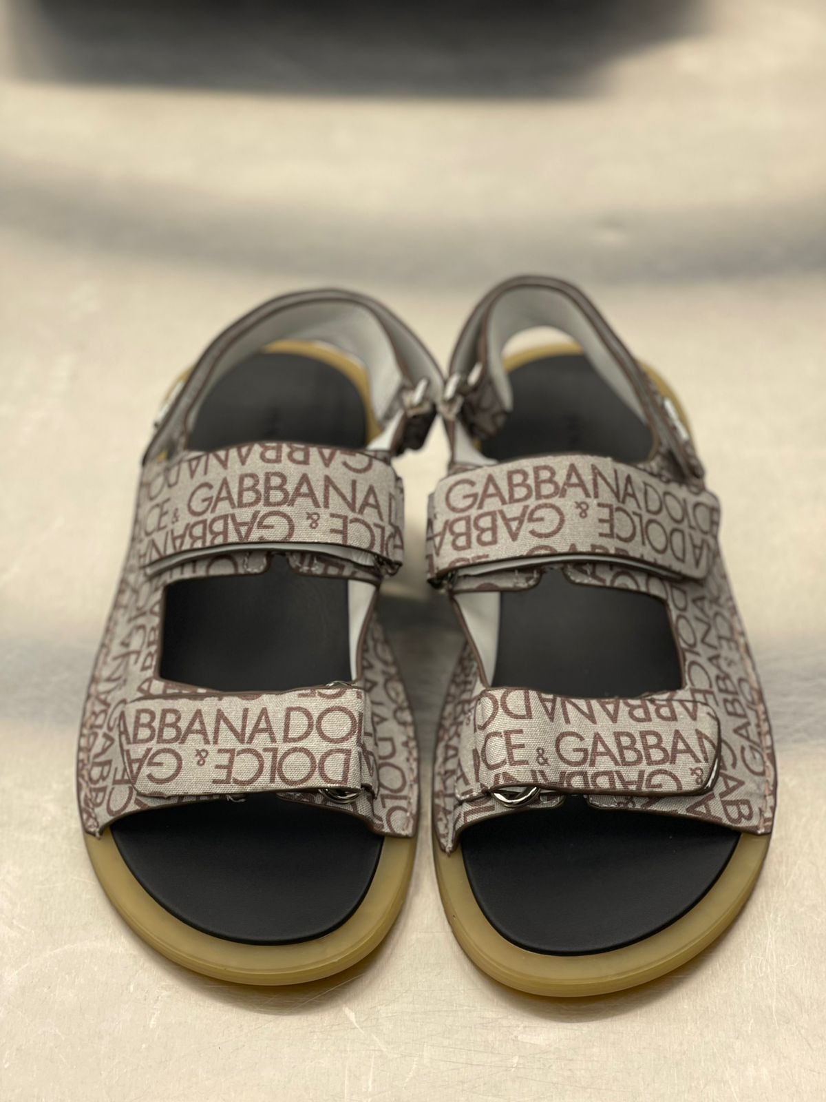 Dolce & Gabbana - Beige Allover Logo Utility Sandals