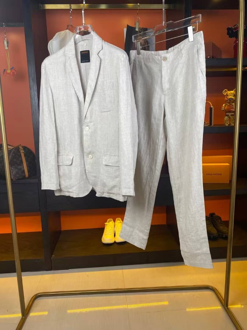 Men's Summer Linen Suit – Tailored Blazer and Pants Two-Piece Set