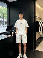 Zegna Luxury Cotton Cream T-Shirt & Shorts Matching