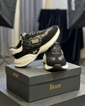 Boos - Black Quilted Panel Runner Sneakers with Chunky White Sole
