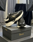 Boos - Black Quilted Panel Runner Sneakers with Chunky White Sole