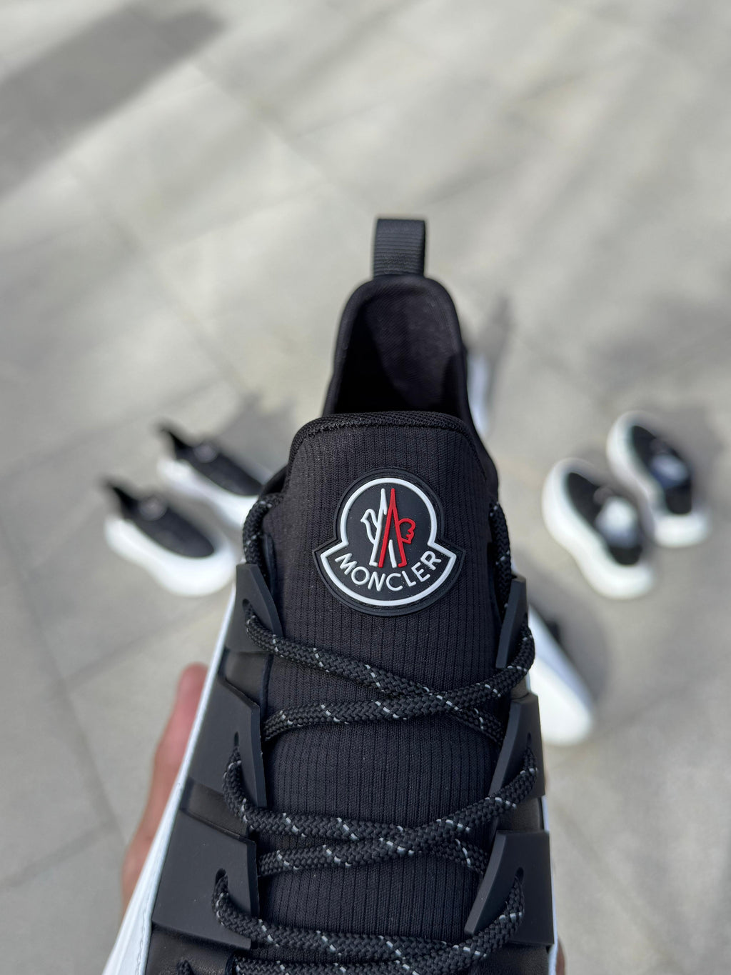Moncler - Black & White Satin-Panel Chunky Sneakers