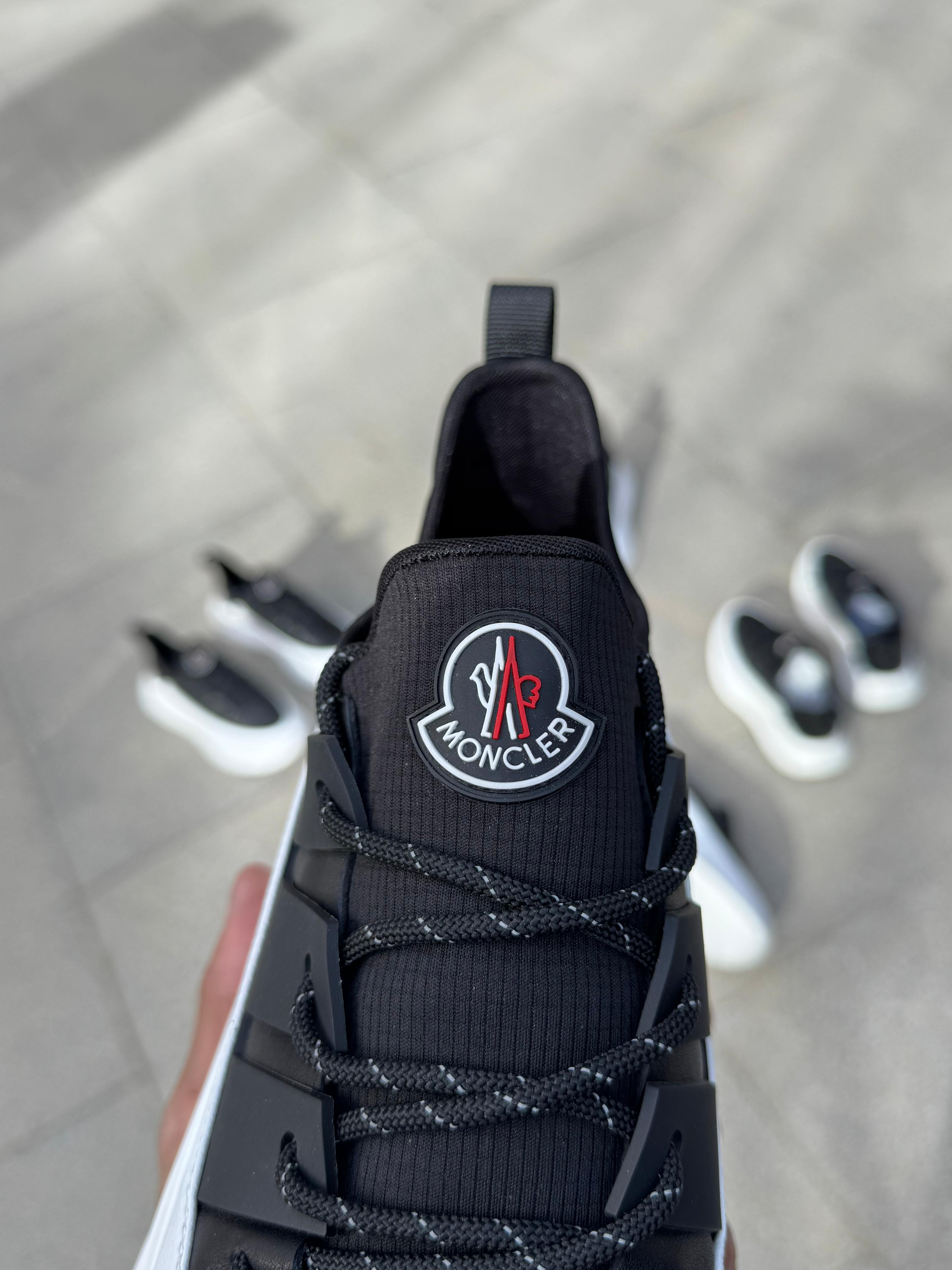 Moncler - Black & White Satin-Panel Chunky Sneakers
