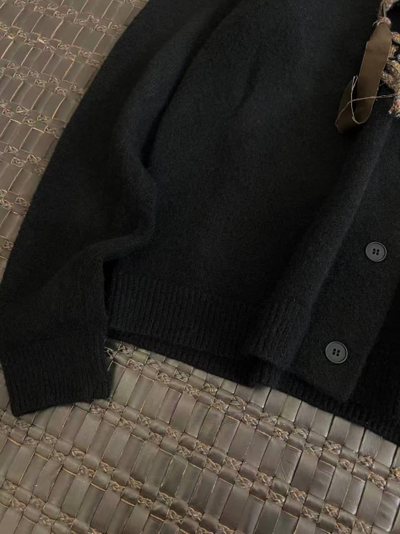 Ader Error Black V-Neck Cardigan with Unique Braided Accent