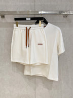 Zegna Luxury Cotton Cream T-Shirt & Shorts Matching