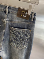 Fendi - Embroidered Pocket Slim Jeans - Medium Wash Blue