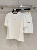 Zegna Luxury Cotton Cream T-Shirt & Shorts Matching