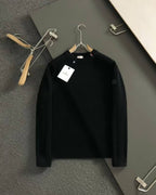 Moncler Men's Black Ribbed Knit Wool Crewneck Sweater