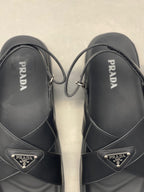 Prada - Black Leather Crisscross Sandals