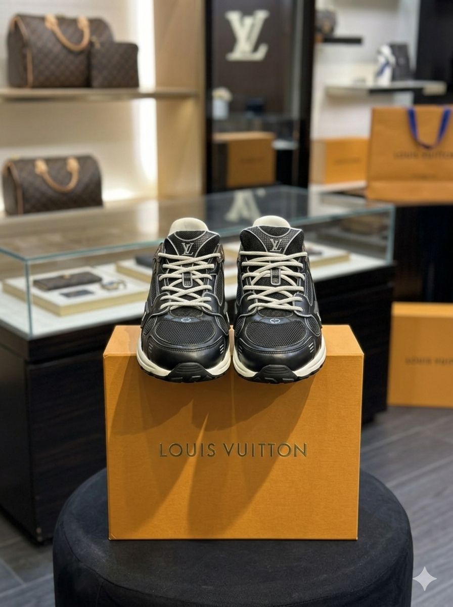 Louis Vuitton - Monogram Accent Chunky Runner Sneakers - Black/White
