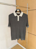 Loro Piana Two-Tone Ribbed Knit Polo Shirt – Grey Melange & Beige