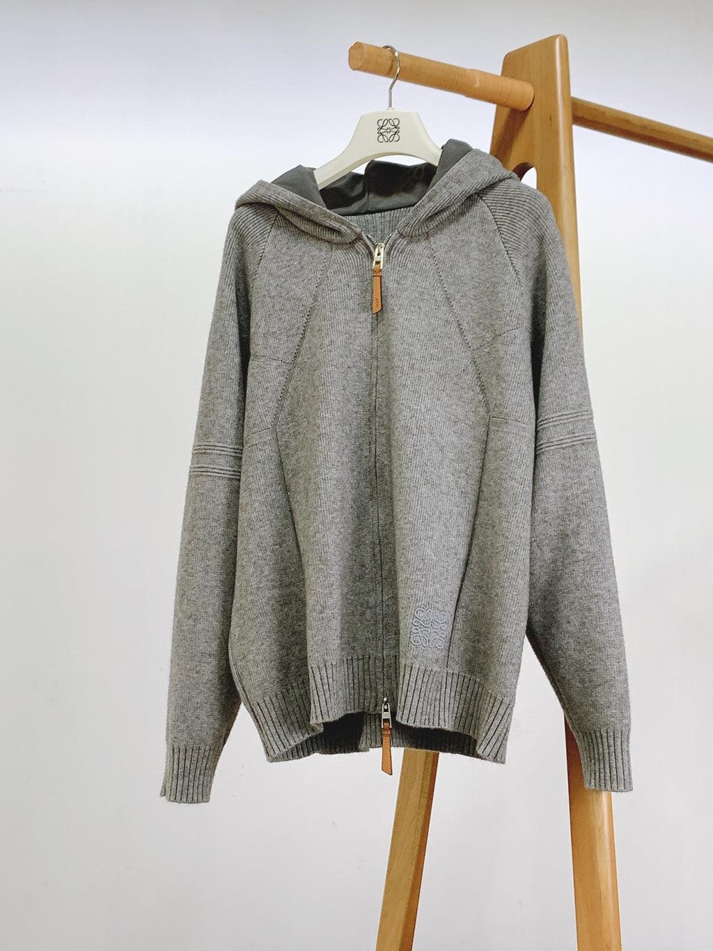 Loewe - Anagram-Embroidered Grey Knitted Zip-Up Hoodie