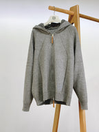 Loewe - Anagram-Embroidered Grey Knitted Zip-Up Hoodie