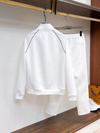 Brunello Cucinelli - Contrast-Piping Cotton-Jersey Tracksuit | Optic White