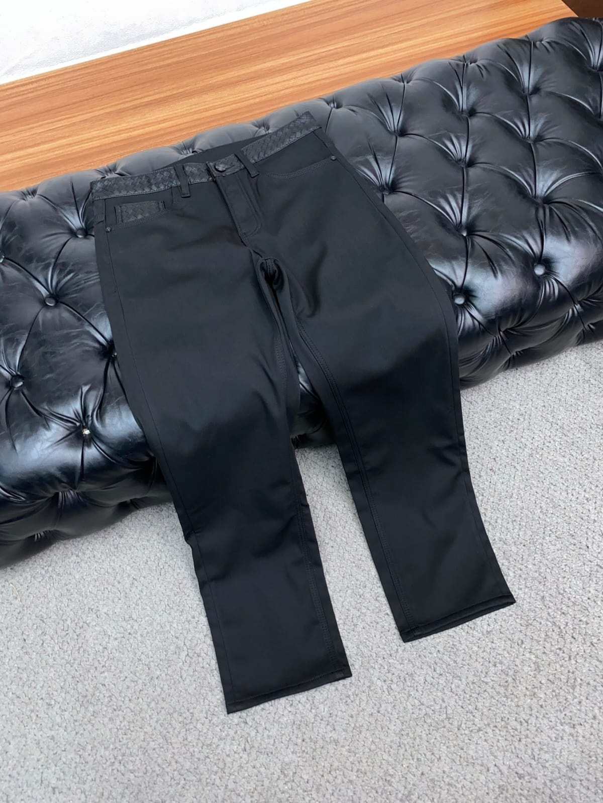 Bottega Veneta - Intrecciato Detail Cuffed Trousers - Black