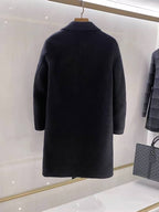 Men's Tailored Charcoal Wool Double-Breasted Overcoat
