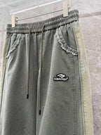 Balenciaga - Distressed Raw Hem Wide-Leg Joggers - Dark Grey Wash