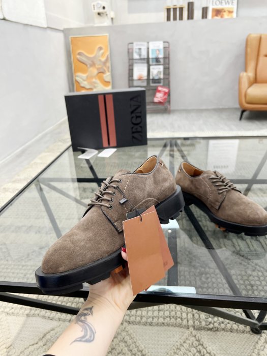 Zegna - Suede Derby Shoes with Chunky Lug Sole