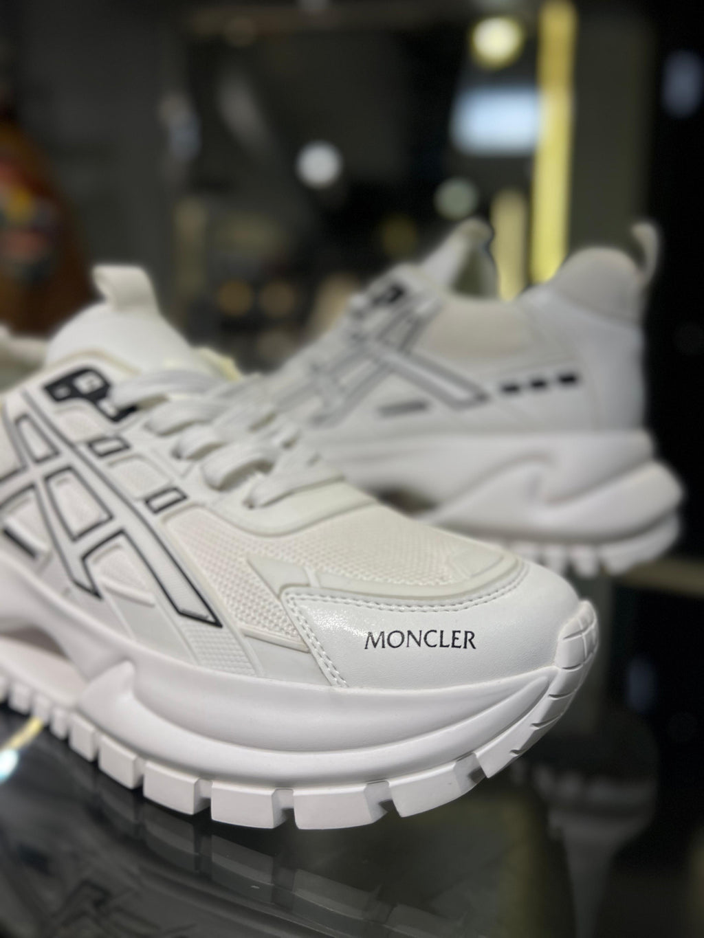 Moncler - White Chunky Sneakers with Graphic Details