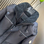 Moncler Grenoble Albiez Black Down Jacket with Faux-Fur Trim