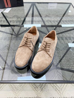 Zegna - Tan Suede Derby Shoes with Chunky Sole