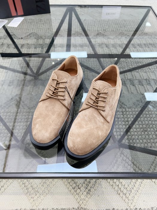 Zegna - Tan Suede Derby Shoes with Chunky Sole
