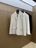 Men's Lightweight Cotton-Linen Casual Blazer – Off-White / Beige/Black