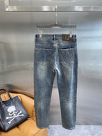 Fendi - Embroidered Pocket Slim Jeans - Medium Wash Blue