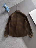 ZEGNA Men's Brown Fine-Wale Cotton Corduroy Overshirt