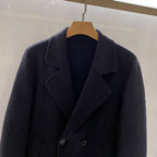 Men's Tailored Charcoal Wool Double-Breasted Overcoat
