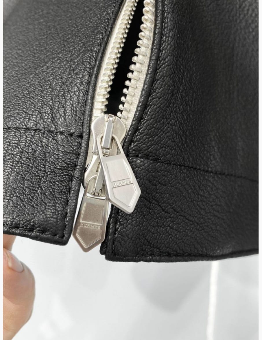 Hermès - Men's Textured Leather Bomber Jacket - Black