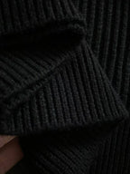 Moncler Men's Black Ribbed Knit Wool Crewneck Sweater