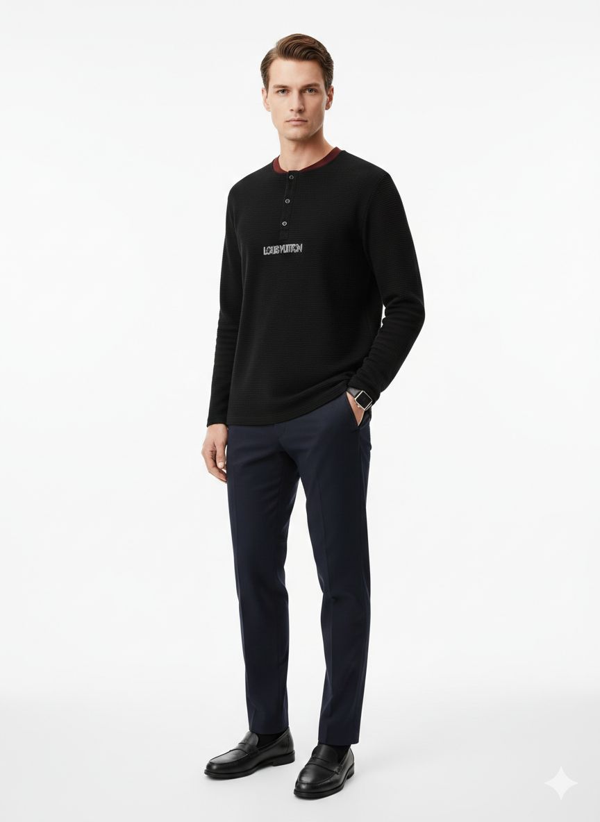 Louis Vuitton - Black Knit Logo Henley