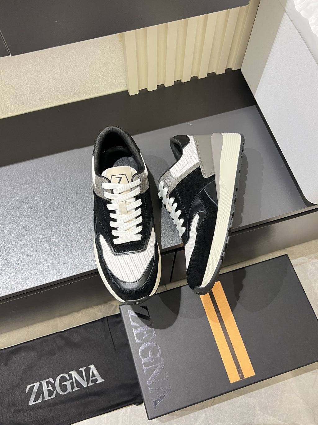 Zegna - Mixed-Media Suede and Mesh Retro Runner Sneakers