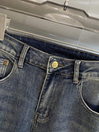 Fendi - Embroidered Pocket Slim Jeans - Medium Wash Blue