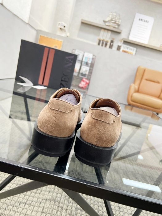 Zegna - Tan Suede Derby Shoes with Chunky Sole